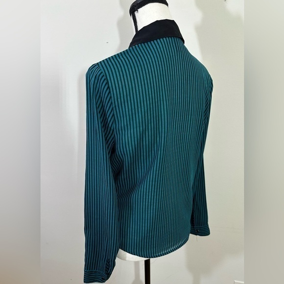 Forever 21 sz med blouse button down long sleeve black & Turquoise - Picture 3 of 13